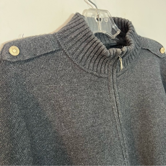 WHBM Dark Neutral Zip Up Cardigan Sweater Knit Cape Lagenlook Scandi Cozy Small - Picture 14 of 17